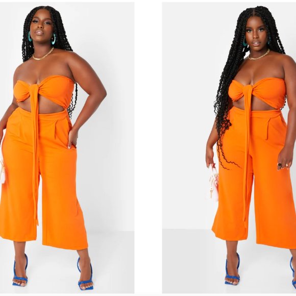 Orange Tie Front Wide Leg Jumpsuit (NWT) - Picture 2 of 7